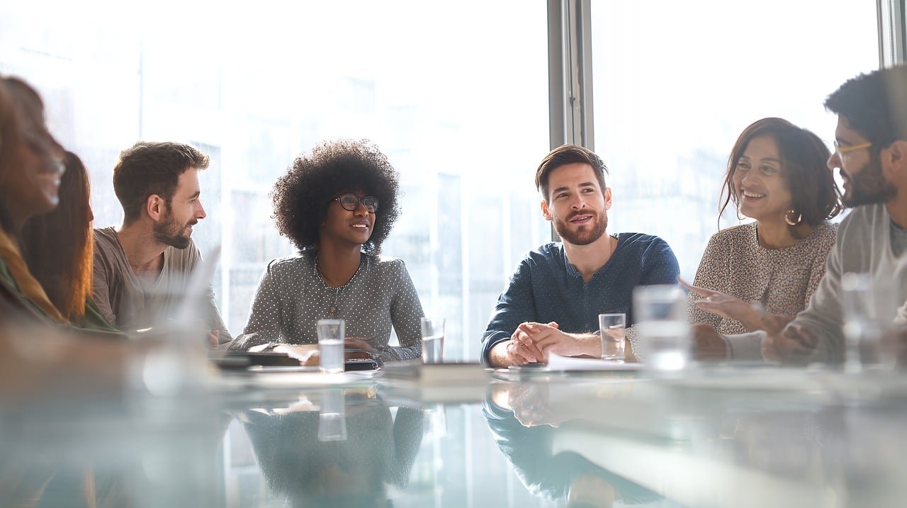 team, collaboration, meeting, business, professional, office, discussion, strategy, planning, communication, innovation, leadership, success, modern, workplace, growth opportunities, ideas, teamwork, initiative, development